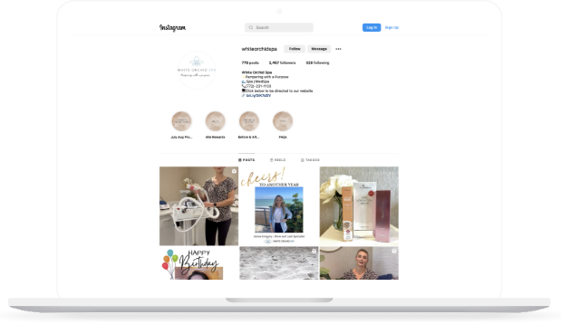White Orchid Spa Instagram homepage