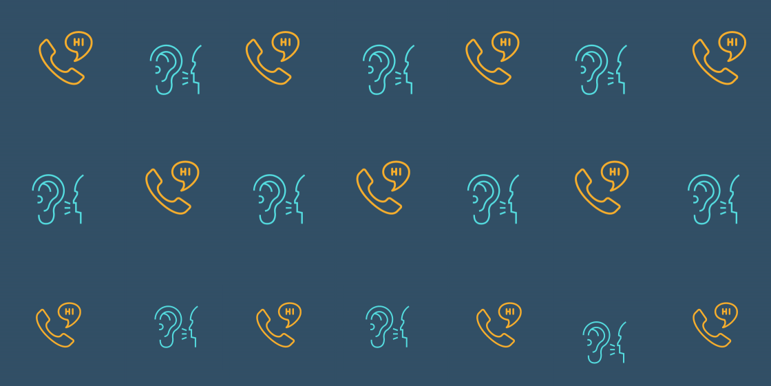 Icons representing someone listening and someone speaking on the phone