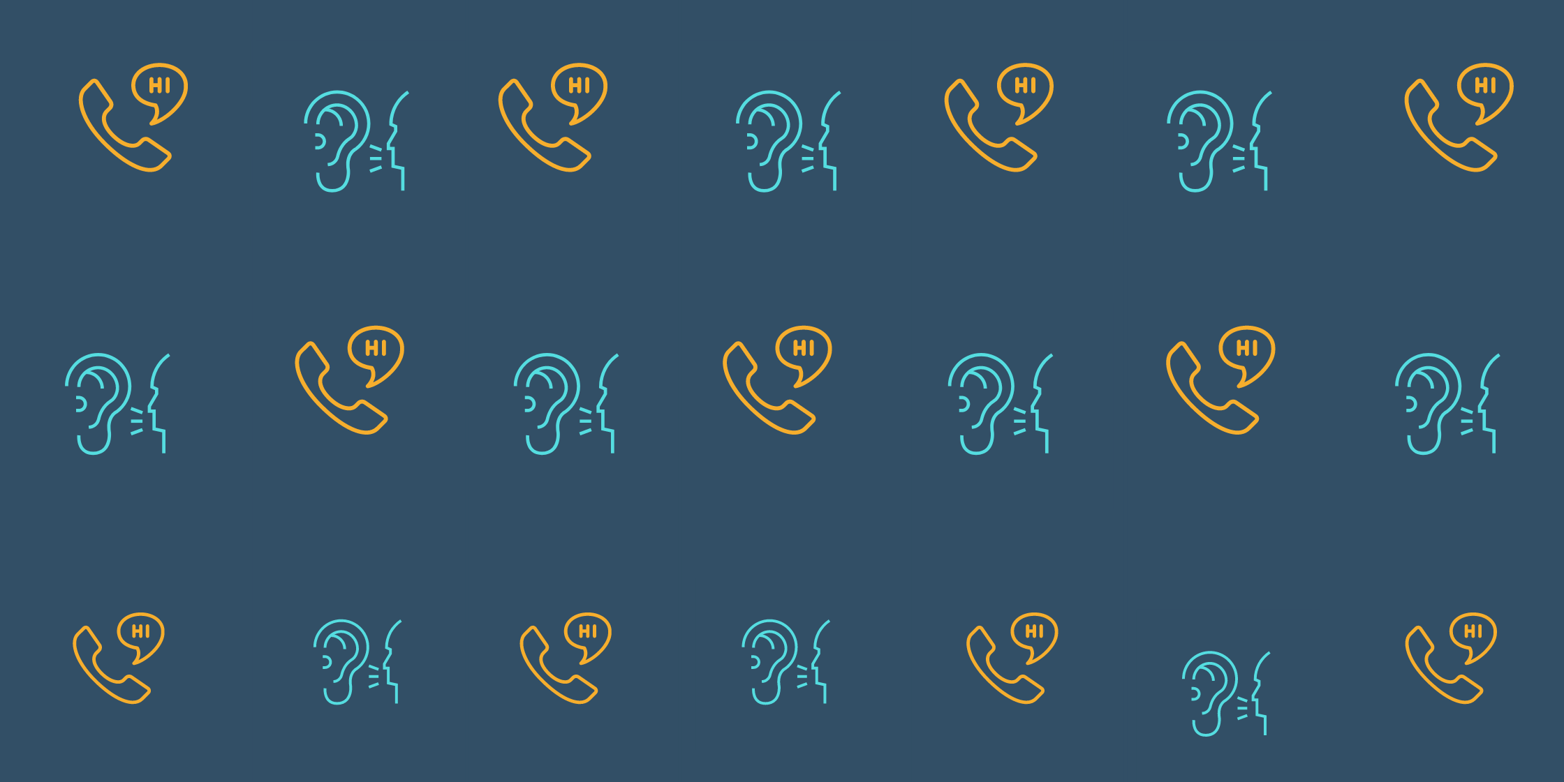 Icons representing someone listening and someone speaking on the phone