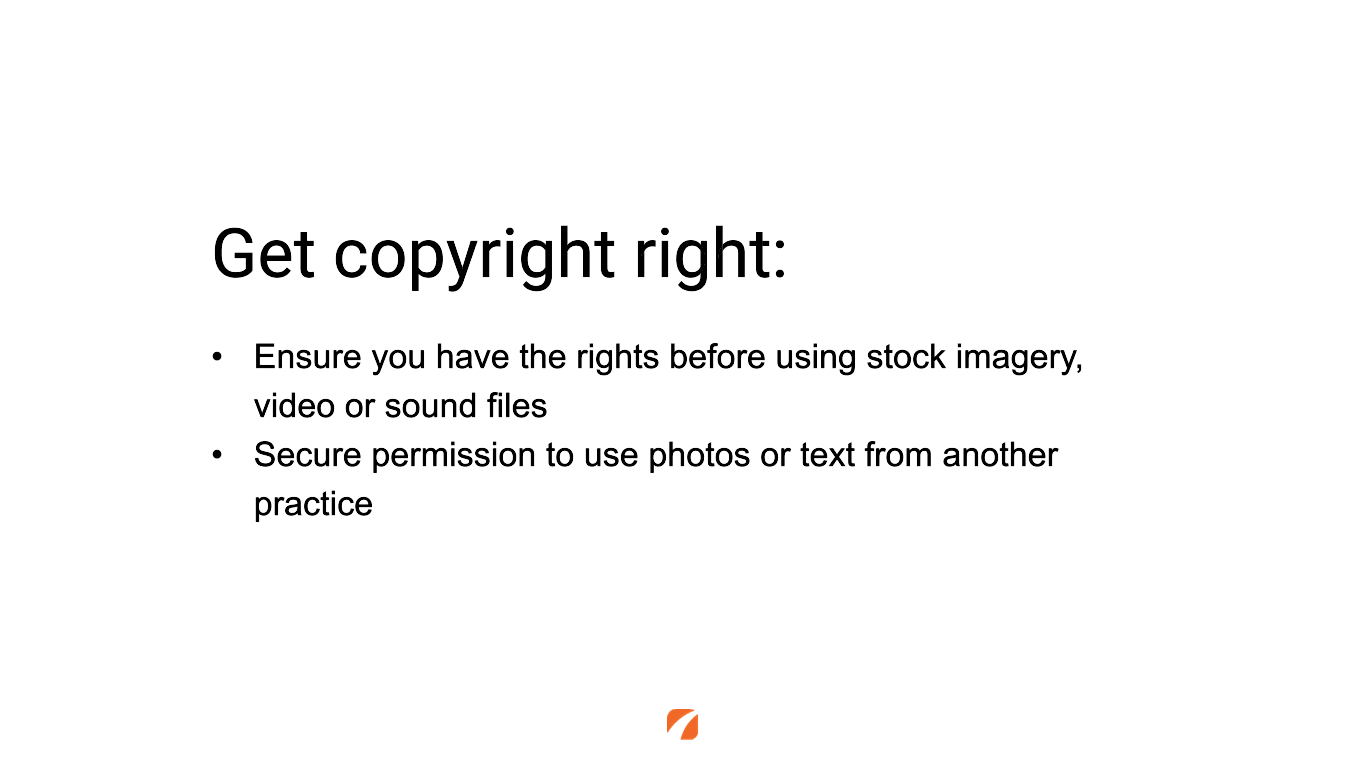 Steps to ensure a medical practice is adhering to proper copyright laws.
