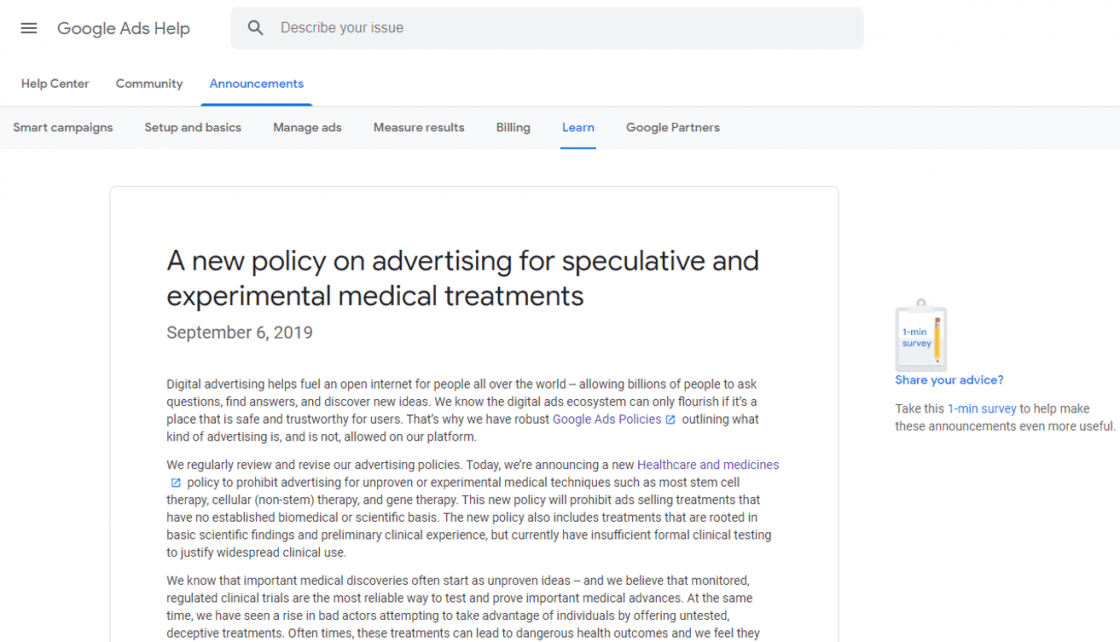 Google’s New Medical Morality The Ban on Advertising for Speculative and Experimental Medical