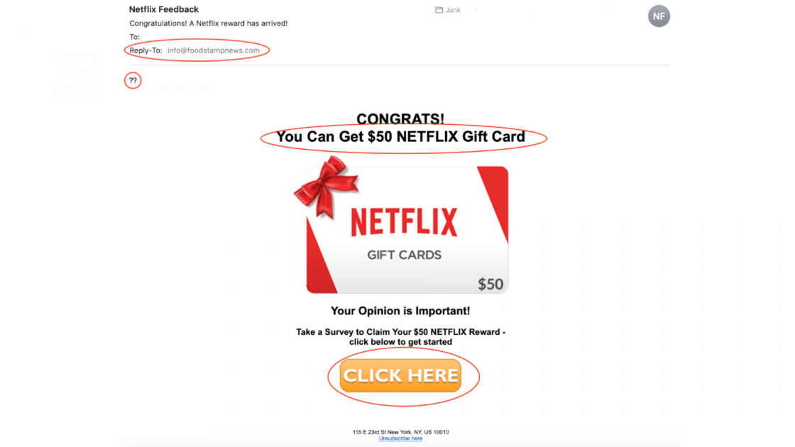 Image of phishing message from Netflix.