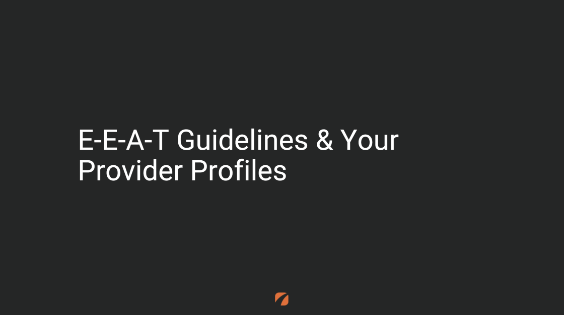 Black background (E-E-A-T Guidelines & Your Provider Profiles) Etna logo