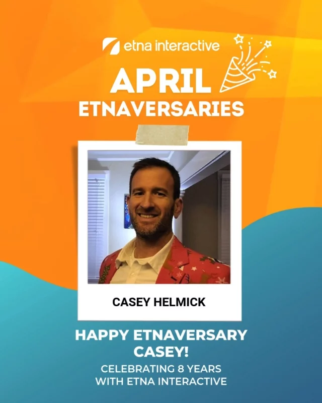 🎉 Celebrating 8 amazing years with Casey Helmick! Since 2017, he has been a cornerstone of Etna Interactive, driving innovation and excellence as a Senior Account Manager. Here's to continuing this incredible journey together! 

Drop a comment below to share your congratulations! 🥂

#EtnaFamily #WorkAnniversary #CelebratingSuccess