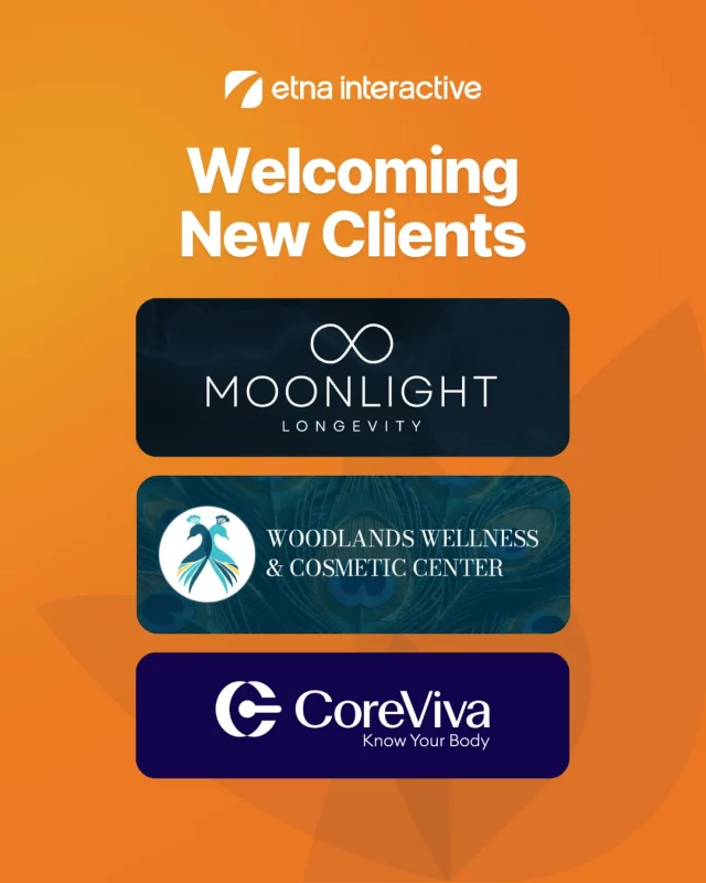 A few new faces are joining the Etna family: Moonlight Longevity, Woodlands Wellness & Cosmetic Center, and CoreViva.

We’re looking forward to working together and building strategies that support the next stage of growth for each practice.

#EtnaInteractive #HealthcareMarketing #MedicalAesthetics #AgencyLife #NewClients